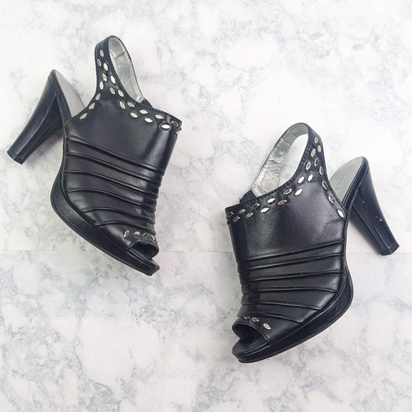 Lane Bryant Peep Toe Black Heeled Slingback Shoes Size 8 - Picture 1 of 9